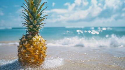 Wall Mural - pineapple and beach space