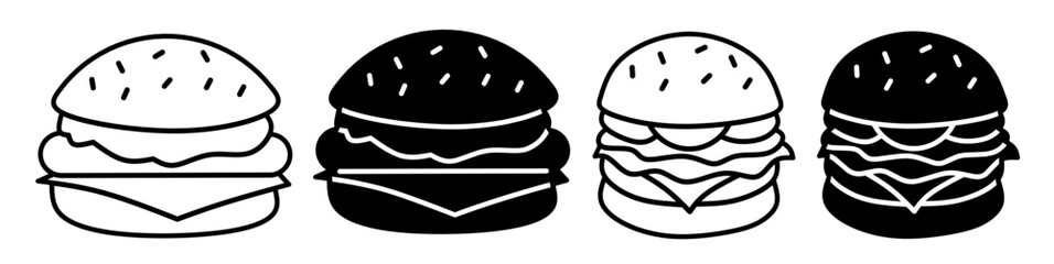 Wall Mural - Burger icon illustration on white background. Burger icon set for business. Stock vector.