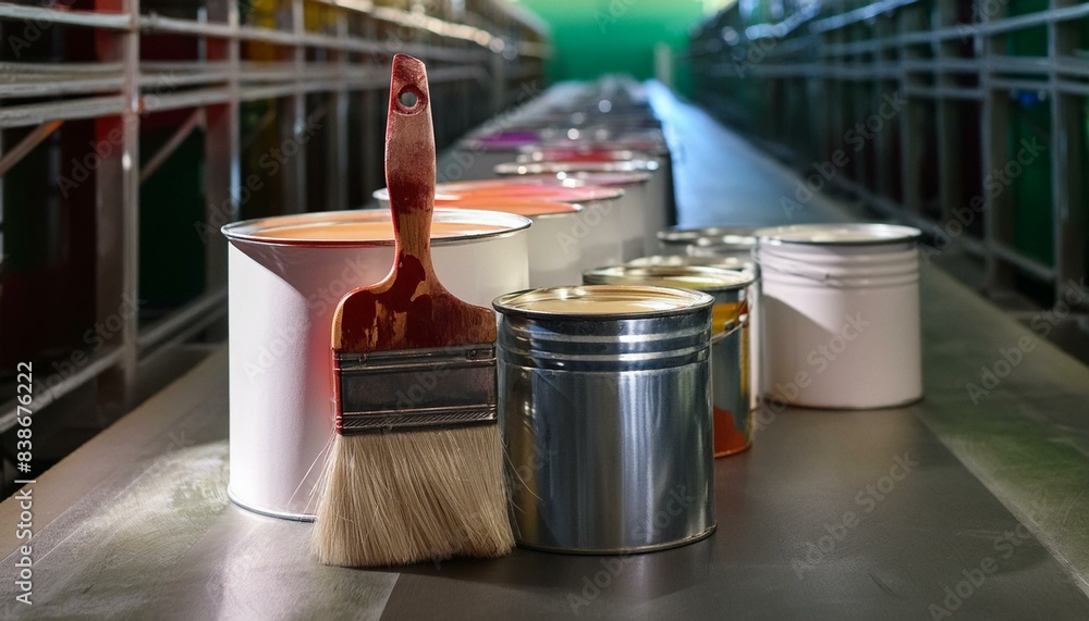 Production of interior paint for painting walls. The process of mixing ...
