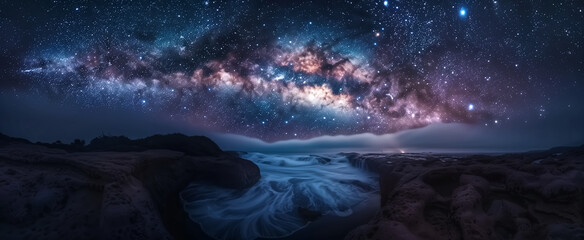 Wall Mural - night sky with milky way flowing through it milky way that perfo