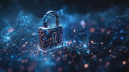 Wall Mural - Digital image of the lock. The concept of aesthetic security. Big data flow. Modern data safety backdrop. Generative AI