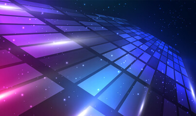 Wall Mural - technology background perspective grid space with glowing light effect. futuristic design for techno