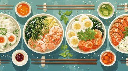 Wall Mural - Delicious Food Illustration