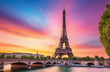 © Vitaliy - A beautiful pink sunset on the background of the Eiffel Tower. Beautiful background of Paris.