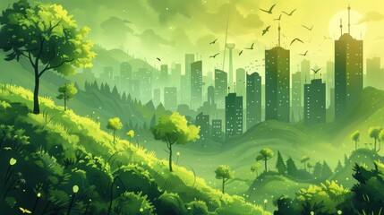 Poster - Green Environmental Illustration 