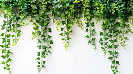 Wall Mural - Tropical creeper border hanging on white background  