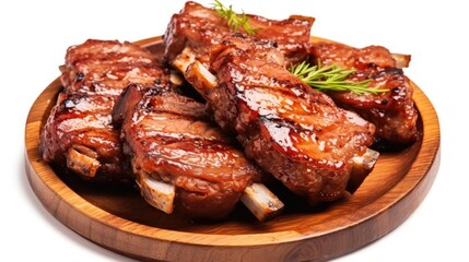 Wall Mural - BBQ grilled beef Isolated on white background