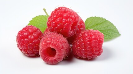 Wall Mural - Raspberry fruits Isolated on white background