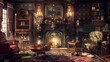 © Background Images  - Cosy view of an old room with fire place and sofa background, Generative Ai