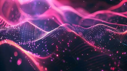 Abstract technology background with particles, lines, and mesh