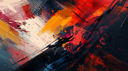 Wall Mural - Abstract brushstrokes with expressive textures and vibrant colors.