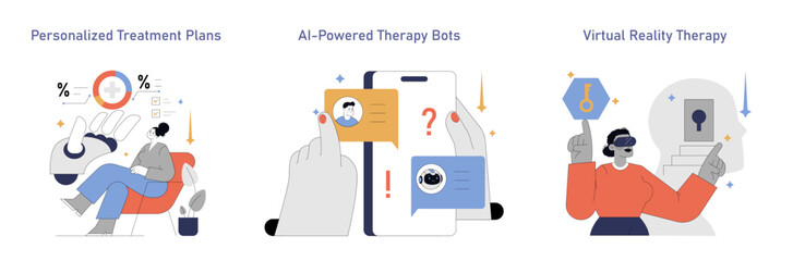 AI In Psychology. Flat Vector Illustration