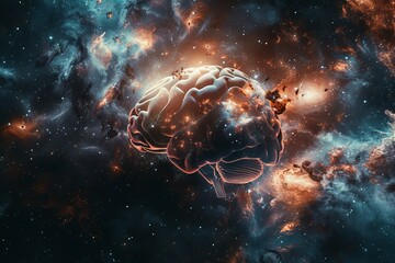 Wall Mural - Cosmic Brain Universe Background for Science and Space Exploration Generative AI