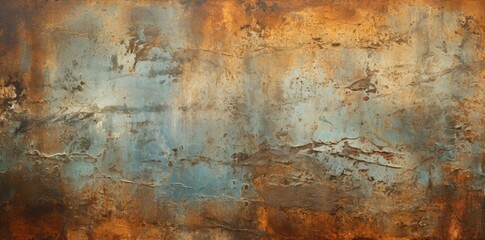Wall Mural - rust textured metal background with a red and white stripe, a metal rod, and a pair of glasses on a wooden table