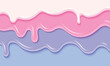 © klyaksun - Three layers of pastel colored candy or ice cream drip. Realistic 3d vector illustration of sweet dessert border with melted flowing icing. White, pink and blue liquid glaze and delicious frosting.
