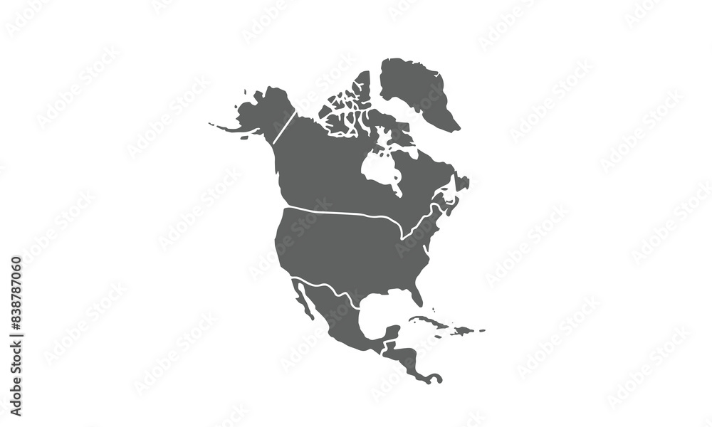 North America map isolated on white background. for website layouts ...