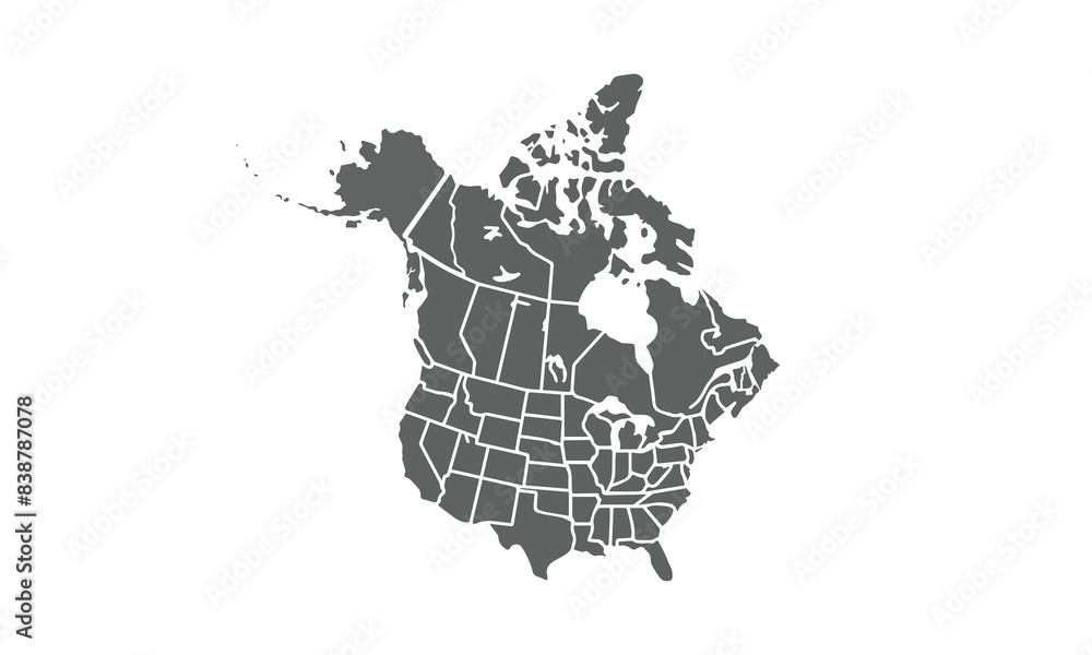 North America map isolated on white background. for website layouts ...