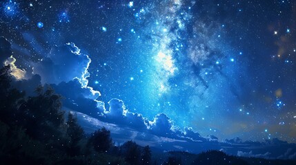 Wall Mural - Celestial Night Sky with Bright Star Generative AI