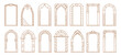 © Vector Tradition - Art deco arch frames, arcs, doors or borders vector set. Ornate archways and doorways in Boho style. Architectural, arched entrances with decorative columns and patterns in a clean line art style