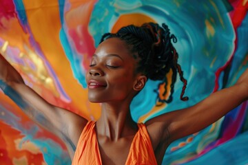 Wall Mural - Woman in Orange Dress