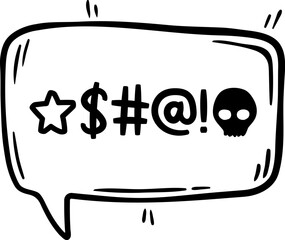 Poster - Hate angry talk, comic swear speech bubble. Aggressive expletive curse. Vector expressive typography signs inside of black dialogue cloud, intensity and emphasis of the profanity, rude comment message