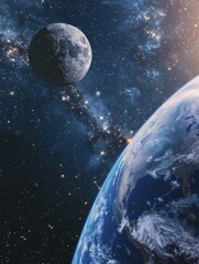 Canvas Print - earth and moon from space