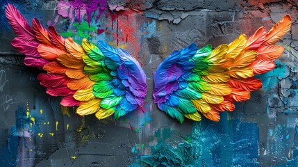Wall Mural - LGBTQIA wings costume with vibrant colors