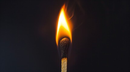 Wall Mural - Matchstick bursting into flame, depicting the spark of a greater event, dramatic, fiery