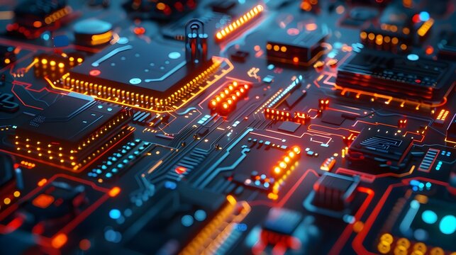 Abstract futuristic electronic circuit illustration