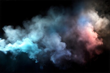 Canvas Print - abstract smoke of blue and white cloud isolated on dark black background.