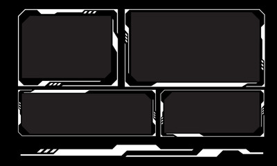 Hud frames white grey user interface elements design modern technology futuristic control panel screen digital hologram window gaming menu touching cyber monitor set on black background vector