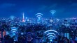 © daniel - Modern city with wireless network connection