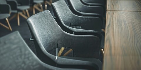 Wall Mural - Modern meeting room chair design, detailed texture shot, overcast day, no people 