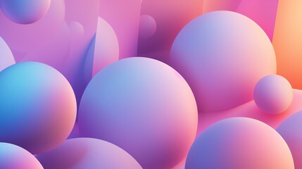 Wall Mural - 3D rendering of a colorful abstract background with soft gradients and round shapes. The image has a calming and soothing effect.