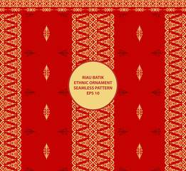 Wall Mural - Riau batik ethnic ornament seamless pattern red background