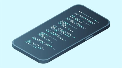 Wall Mural - isometric smartphone animation. simple flat isometric phone. smartphone device isometric technology.