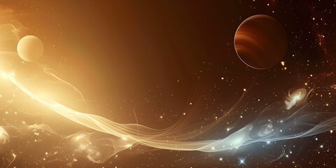 Wall Mural - abstract gradient planets in a 2d panoramic space wallpaper for web design. concept abstract art, pl