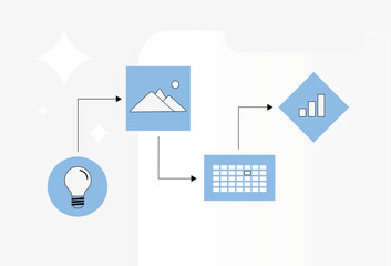 Wall Mural - effective social media workflow. planning and creating tools with scheduling and publishing content.