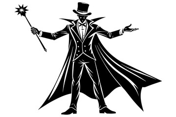 magician silhouette vector illustration