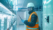© Anoo - A worker in an industrial freezer facility checks inventory on a tablet, surrounded by shelves of frozen food