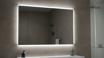 Wall Mural - a bathroom with a sink and a mirror in it