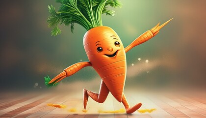 the VIGTABEL with a sword, goldfish jumping out of water, person with carrots, cartoon vegetables, carrots and carrot, carrots and carrot, personnage en forme de carotte en train de danser sur fond bl
