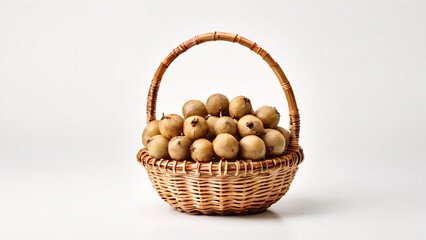 Wall Mural - Bountiful Harvest of Longan Fruit Radiating Freshness and Nutrition in a Basket