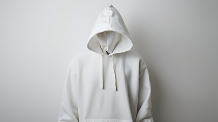 white hoodie, white background