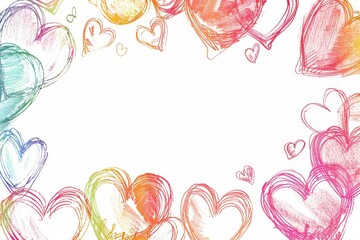 Sticker - Hand-drawn heart-themed illustration with colorful hearts and rainbow gradient, vibrant design symbolizing love, inclusivity, and diversity.