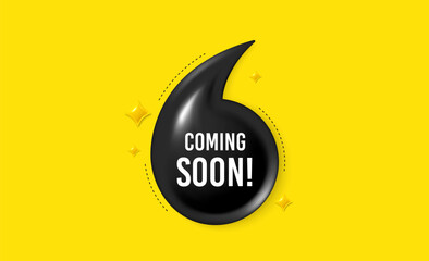 Wall Mural - Offer 3d quotation banner. Coming soon tag. Promotion banner sign. New product release symbol. Coming soon quote message. Quotation comma yellow banner. Vector