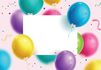 Wall Mural - birthday invitation card vector template design. birthday greeting in white board empty space for ty