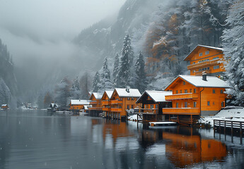 Wall Mural - houses on the lake