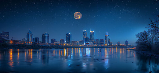 Wall Mural - night view of the city hall in the night