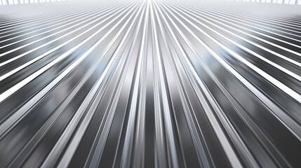 Wall Mural - Isolated corrugated metal sheets against a white backdrop. 3D illustration.